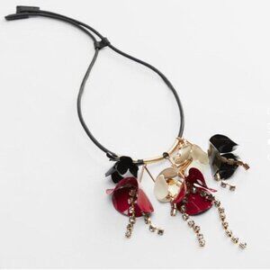 Zara Jewel Metal Floral Cord Necklace